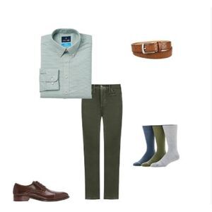 Stafford Green Gingham Wrinkle Free Oxford Men Size 18 36-37
